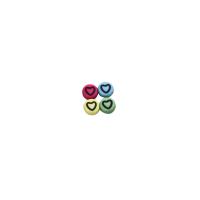 Acryl Schmuck Perlen, flache Runde, DIY & mit einem Muster von Herzen & chemische-Waschanlagen, gemischte Farben, 4x7mm, 3500PCs/G, verkauft von G
