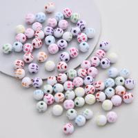 Acrylic Jewelry Beads, Round, facial expression series & DIY & chemical wash, mixed colors, 8mm 