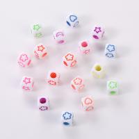 Acrylic Jewelry Beads, Square, DIY & chemical wash, mixed colors 