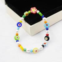 Lampwork Bracelets, with Shell Pearl & Polymer Clay, handmade, Unisex, multi-colored .5 Inch 
