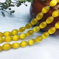 Katzenauge Perlen, oval, poliert, DIY, goldgelb, 10x14mm, Länge:38 cm, verkauft von Strang