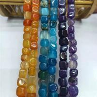 Natürliche Drachen Venen Achat Perlen, Würfel, poliert, DIY, keine, 7x8mm, Länge:38 cm, verkauft von Strang