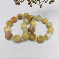 Jade Bracelets, Jade Yellow, with Crystal, Cube, polished, Unisex, mixed colors cm 