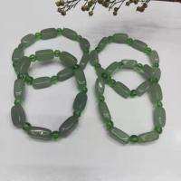 Aventurin Armbänder, Grüner Aventurin, mit Kristall, poliert, unisex, grün, 8x16mm, Länge:19 cm, verkauft von PC