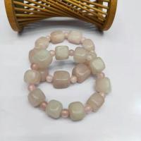 Quartz Bracelets, Rose Quartz, with Crystal, Square, polished, Unisex, light pink cm 