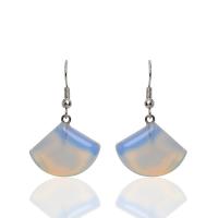 Zinc Alloy Drop Earring, with Sea Opal, handmade, for woman, mixed colors 