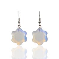 Zinc Alloy Drop Earring, with Sea Opal, Flower, handmade, for woman, mixed colors 