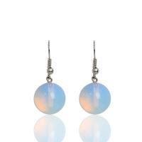 Zinc Alloy Drop Earring, with Sea Opal, Round, handmade, for woman, mixed colors 