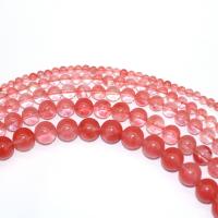 Kirsche Quarz, rund, DIY, rot, Länge:40 cm, verkauft von Strang