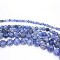 Blauer Fleck Perlen, blauer Punkt, rund, DIY, blau, Länge:40 cm, verkauft von Strang