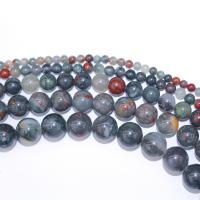 Afrikanischer Blutstein Perle, rund, DIY, gemischte Farben, Länge:40 cm, verkauft von Strang