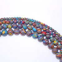 Perles en Malachite naturelle, Rond, DIY, multicolore cm, Vendu par brin