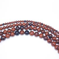 Бусины из камня махагон-обсидиан, коричневато-красный обсоди, Круглая, DIY, разноцветный, длина:40 см, продается Strand