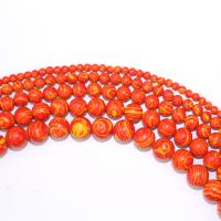 Perles en Malachite naturelle, Rond, DIY, orange cm, Vendu par brin