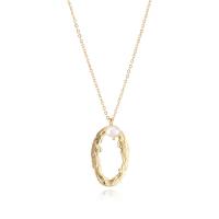Freshwater Pearl Brass Necklace, with Freshwater Pearl, 18K gold plated, fashion jewelry & for woman .82 Inch 