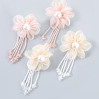 Fashion Fringe Earrings, Zinc Alloy, with ABS Plastic Pearl & Cloth & Resin, Flower, fashion jewelry & for woman 