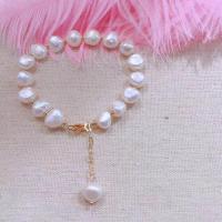 Bracelets de perles En alliage de zinc , perle d'eau douce cultivée, avec alliage de zinc, BeCharmed Pearl, Plaqué d'or 14K, Réglable & pour femme, couleurs mélangées, 80mm cm, Vendu par PC