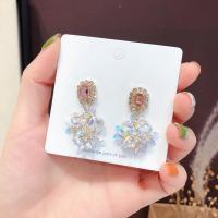 Crystal Drop Earring, Sequins, with Alloy & Crystal, 925 thailand sterling silver post pin, for woman & with rhinestone, golden 