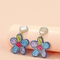 Acrylic Drop Earring, Plastic, with Resin & Acrylic, Flower, for woman 