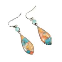 Lampwork Drop Earring, Zinc Alloy, with Lampwork, plated, for woman, multi-colored 