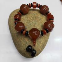 Red Agate Bracelets, with Crystal & Zinc Alloy, polished, Unisex, mixed colors, 22mm cm 