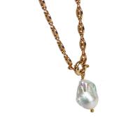 Ожерелье из пресноводных жемчуг на латунной цепочке, Латунь, с Пресноводные жемчуги, плакированный настоящим золотом, Женский, разноцветный, 20mm, длина:40 см, продается PC