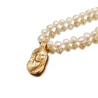 Ожерелье из пресноводных жемчуг на латунной цепочке, Латунь, с Пресноводные жемчуги, плакированный настоящим золотом, Женский, разноцветный, 12mm, длина:42 см, продается PC
