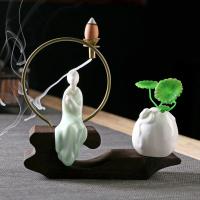 Incense Smoke Flow Backflow Holder Ceramic Incense Burner, Porcelain, with Iron, plated, for home and office & durable 