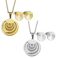 Fashion Stainless Steel Jewelry Sets, Stud Earring & necklace, plated, for woman 18*20mm,1.5mm,10mm Inch 