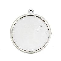 Zinc Alloy Pendant Cabochon Setting, Round, plated, for time gem cabochon & double-sided, silver color, 25mm 