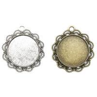 Zinc Alloy Pendant Cabochon Setting, Round, plated, for time gem cabochon 25mm 