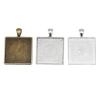 Zinc Alloy Pendant Cabochon Setting,  Square, plated, for time gem cabochon 20mm 