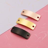 Stainless Steel Charm Connector, Rectangle, plated, curve downward 