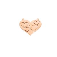 Stainless Steel Charm Connector, Heart, plated 