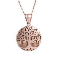 Stainless Steel Jewelry Necklace, Tree, plated, fashion jewelry & for woman, rose gold color .72 Inch 