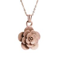 Stainless Steel Jewelry Necklace, Flower, plated, fashion jewelry & for woman, rose gold color .72 Inch 