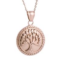 Stainless Steel Jewelry Necklace, Round, plated, fashion jewelry & tree of life design & for woman, rose gold color .72 Inch 