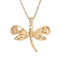 Stainless Steel Jewelry Necklace, Dragonfly, sand blast & fashion jewelry & for woman, golden .72 Inch 