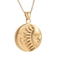 Stainless Steel Jewelry Necklace, Round, 18K gold plated, fashion jewelry & sun and moon & for woman .72 Inch 