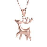 Stainless Steel Jewelry Necklace, Deer, plated, sand blast & fashion jewelry & for woman, rose gold color .72 Inch 