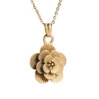 Stainless Steel Jewelry Necklace, Flower, stoving varnish, sand blast & fashion jewelry & for woman, golden .72 Inch 