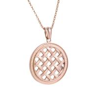 Stainless Steel Jewelry Necklace, Round, sand blast & fashion jewelry & for woman, rose gold color .72 Inch 