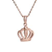 Stainless Steel Jewelry Necklace, Crown, sand blast & fashion jewelry & for woman, rose gold color .72 Inch 