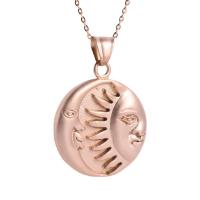 Stainless Steel Jewelry Necklace, plated, fashion jewelry & sun and moon & for woman, rose gold color .72 Inch 