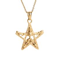 Stainless Steel Jewelry Necklace, Star, sand blast & with skull pattern & for woman & hollow, golden .72 Inch 