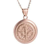 Stainless Steel Jewelry Necklace, sand blast & fashion jewelry & for woman, rose gold color .72 Inch 