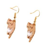 Enamel Zinc Alloy Drop Earring, with Iron, Cat, plated, for woman 