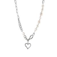 Zinc Alloy Necklace, with Plastic Pearl, Heart, plated, for woman, mixed colors, 20mm .5 cm 