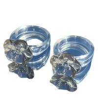 Harz Finger Ring, Blume, transparent & für paar, keine, 26x20mm, Innendurchmesser:ca. 17mm, verkauft von PC