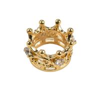 Colgantes de latón de imitación de diamante, metal, Corona, chapado en color dorado, con diamantes de imitación, 7mm, Vendido por UD